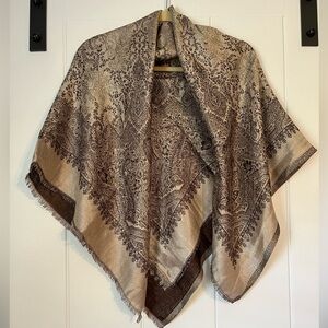 Vintage ECHO Gold and Brown Paisley scarf